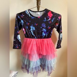 Vikita kids unicorn and mermaid long-sleeve dress, size 5-6.